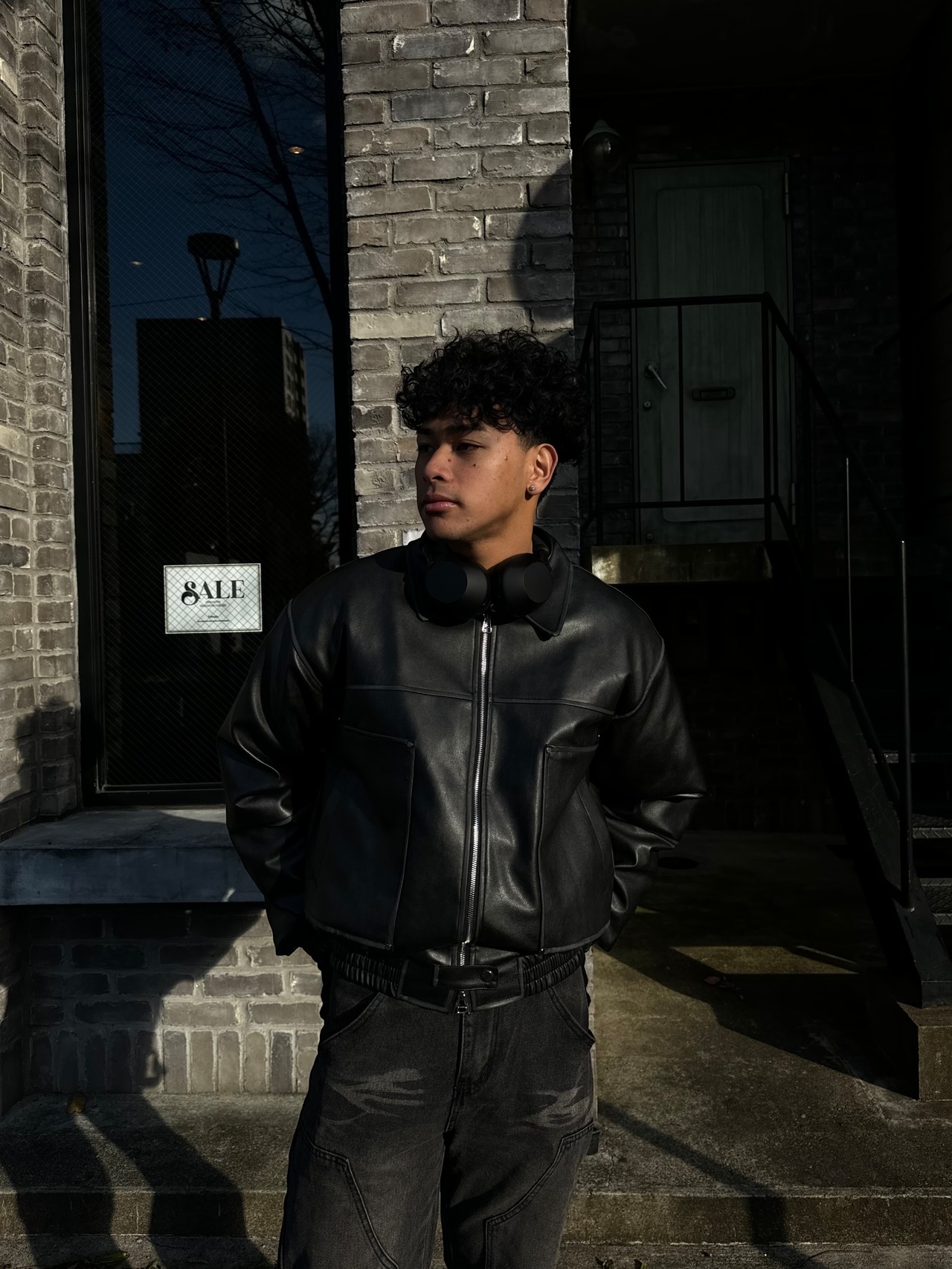Vintage Velvet Leather Jacket (Black) - 6