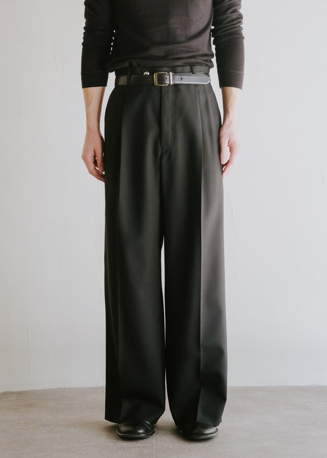 SASAKI SATORU 26SS single tucked wide trousers / Black