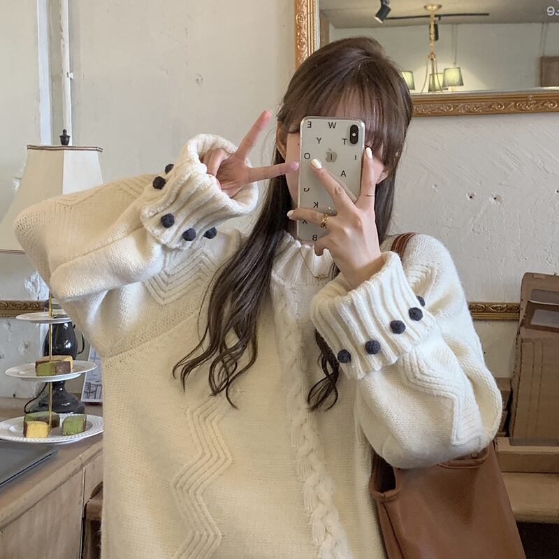 スタイルラウンドネックセーター レディーススプリングオータムルーズプルオーバー 春物 秋物 Oネック スーパーモール17179491097