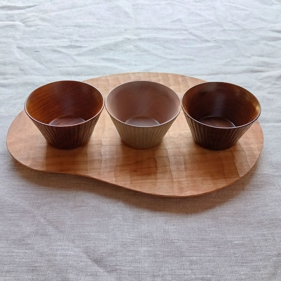 漆手彫り茶杯<選べる3色> mujina木工房/尾池豪