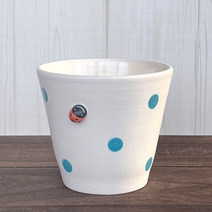 てんとう虫鉢カバー（4号）╴ドット青
