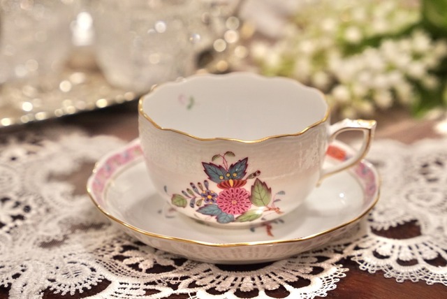 【ヘレンド】Herend アポニーフラワー Apponyi Flowers ティーカップ＆ソーサー 手描き ハンガリー製