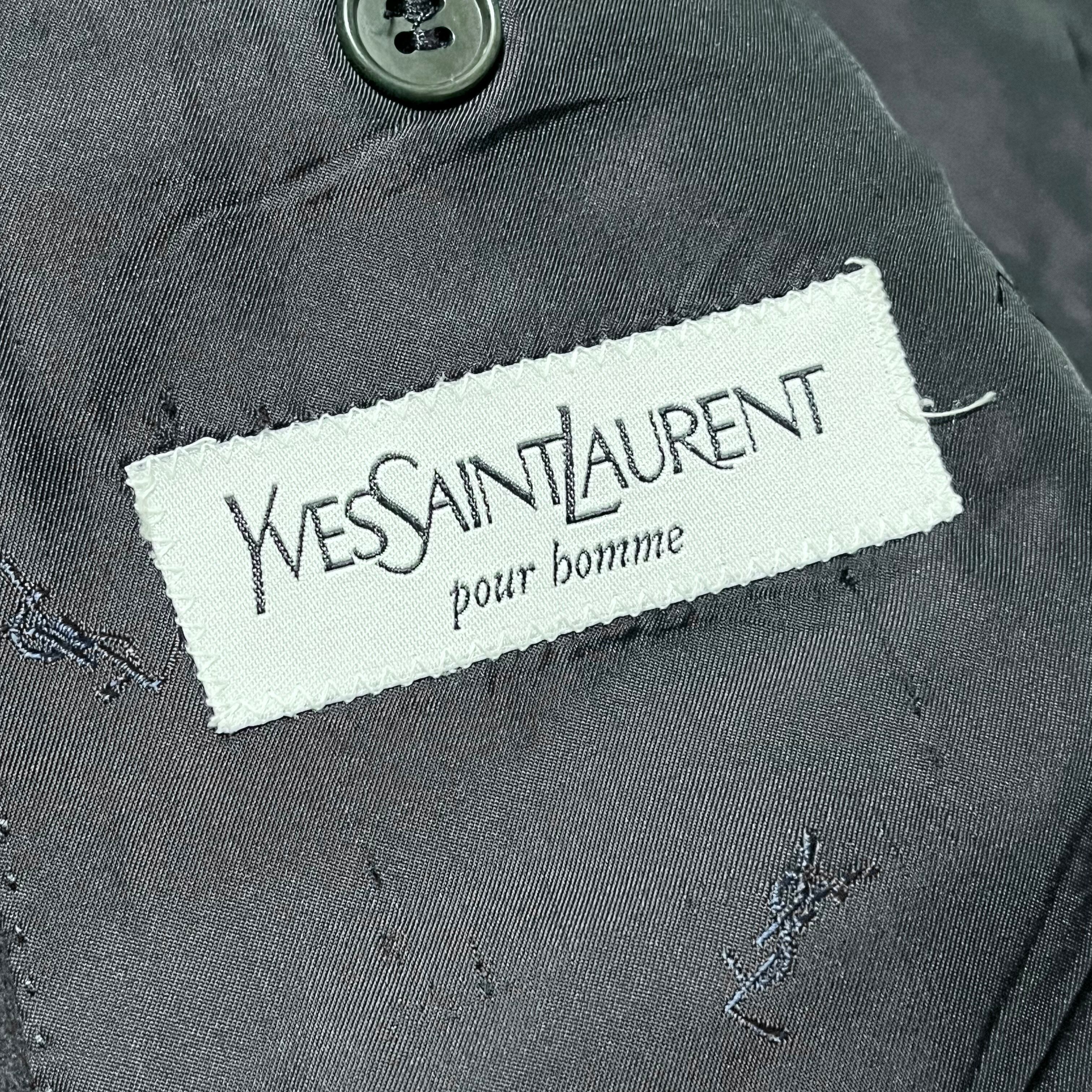 高級　イヴサンローラン　上質カシミヤウール　茶　チェック　テーラードジャケット