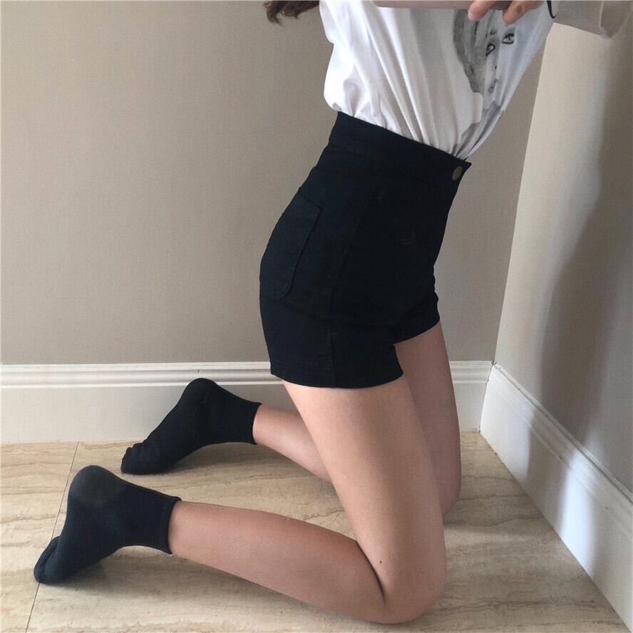 ブラックショーツ 薄手パンツ ハイウェストウェストジーンズ サマー 夏物 ブルマー ドラファッションホール53029332164