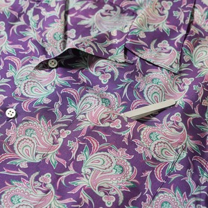 90s Polo by Ralph Lauren Silk open-collar shirt "made in USA"  Purple Paisley [L] 古着