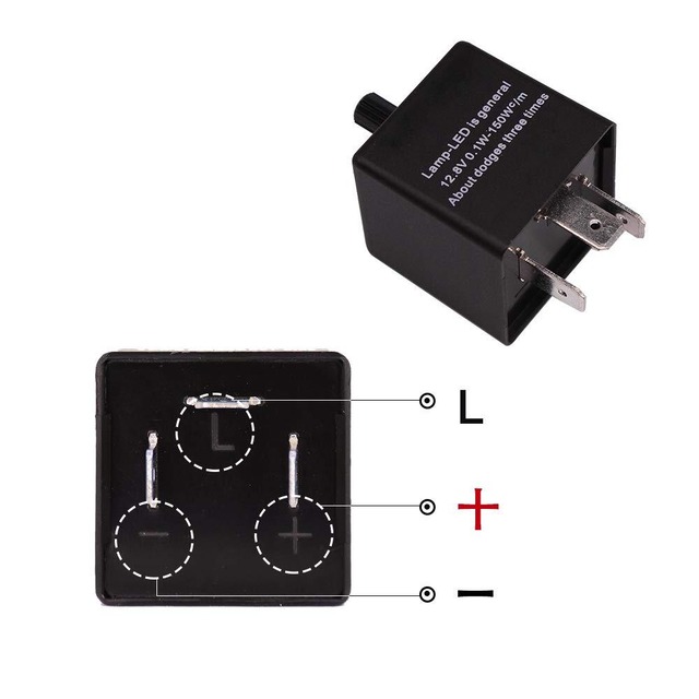 HUIQIAODS ハロゲン LED 対応 【3ピン】【１個】 ハイフラ防止 IC ウインカーリレー 12V 150W CF14 点滅速度調節可能 アンサーバック 対応 ワンタッチウィンカー機能 LEDバルブ 交換 (12V 150W CF14 点滅速度調節)