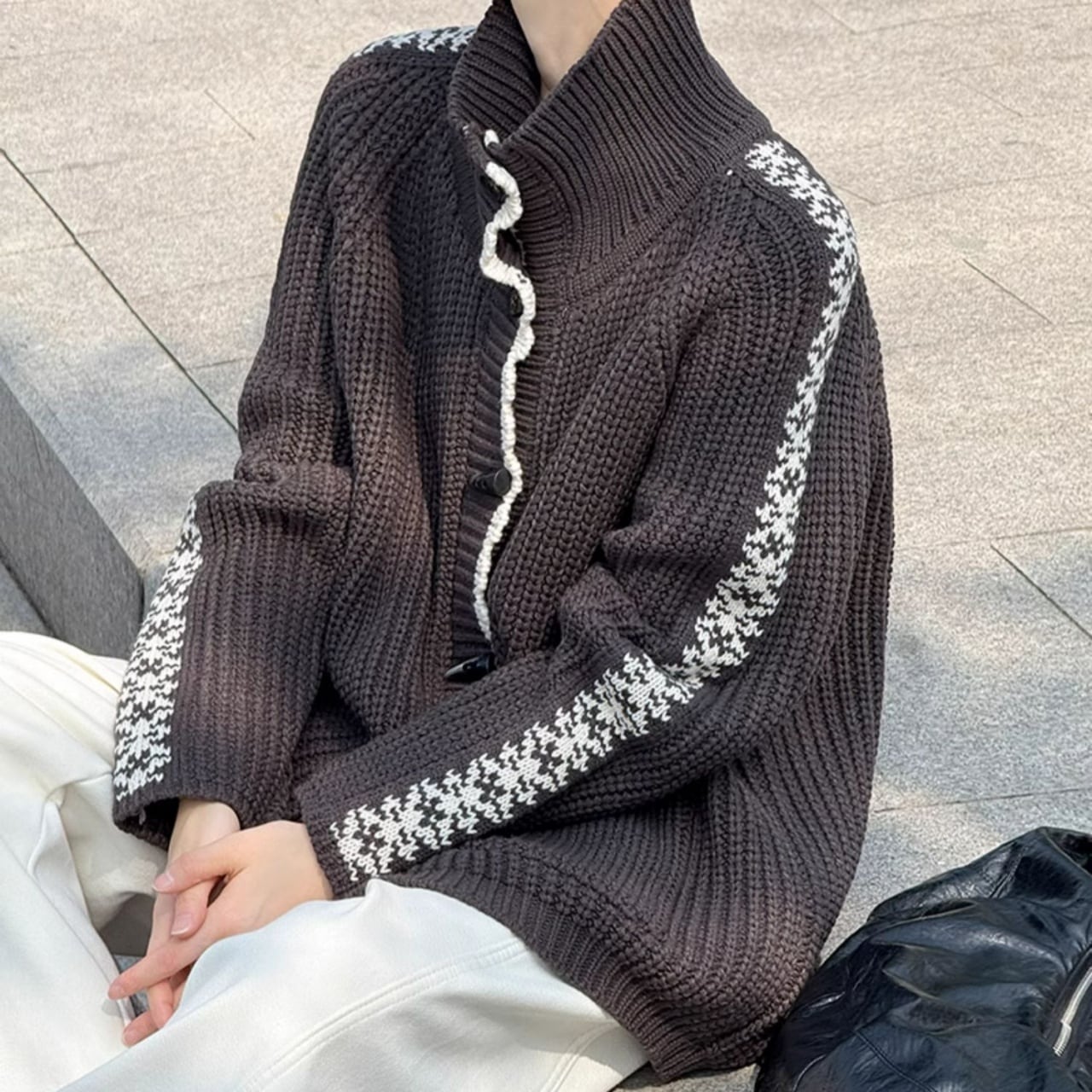 ノルディックラインチャンキーニットカーディガン A01952