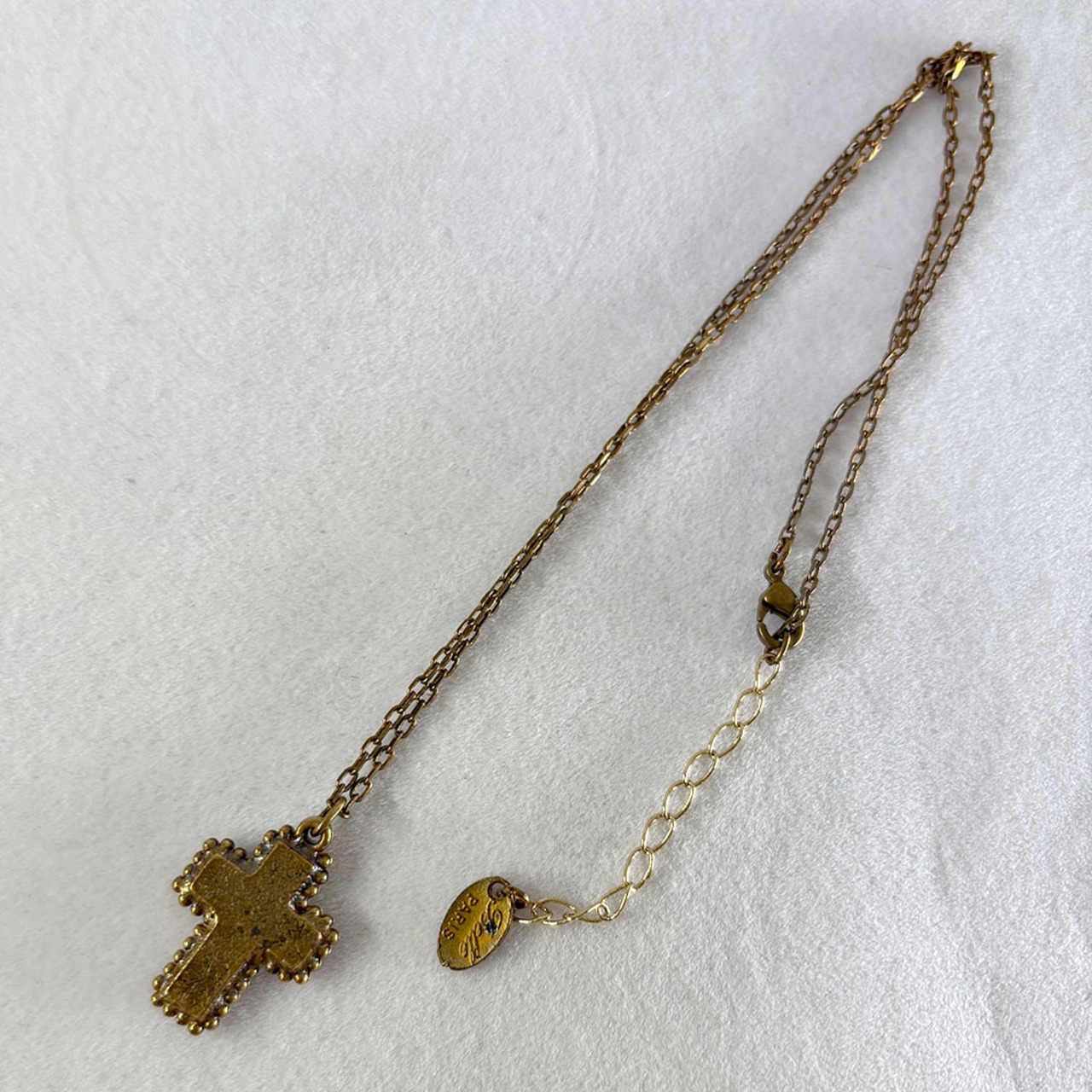 ネックレス　クロスペンダント　ミックスカラー　真鍮チェーン 19ack7