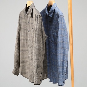 【M-3XL】Grid Check Long Sleeve Shirt / グリッド チェック 長袖 シャツ