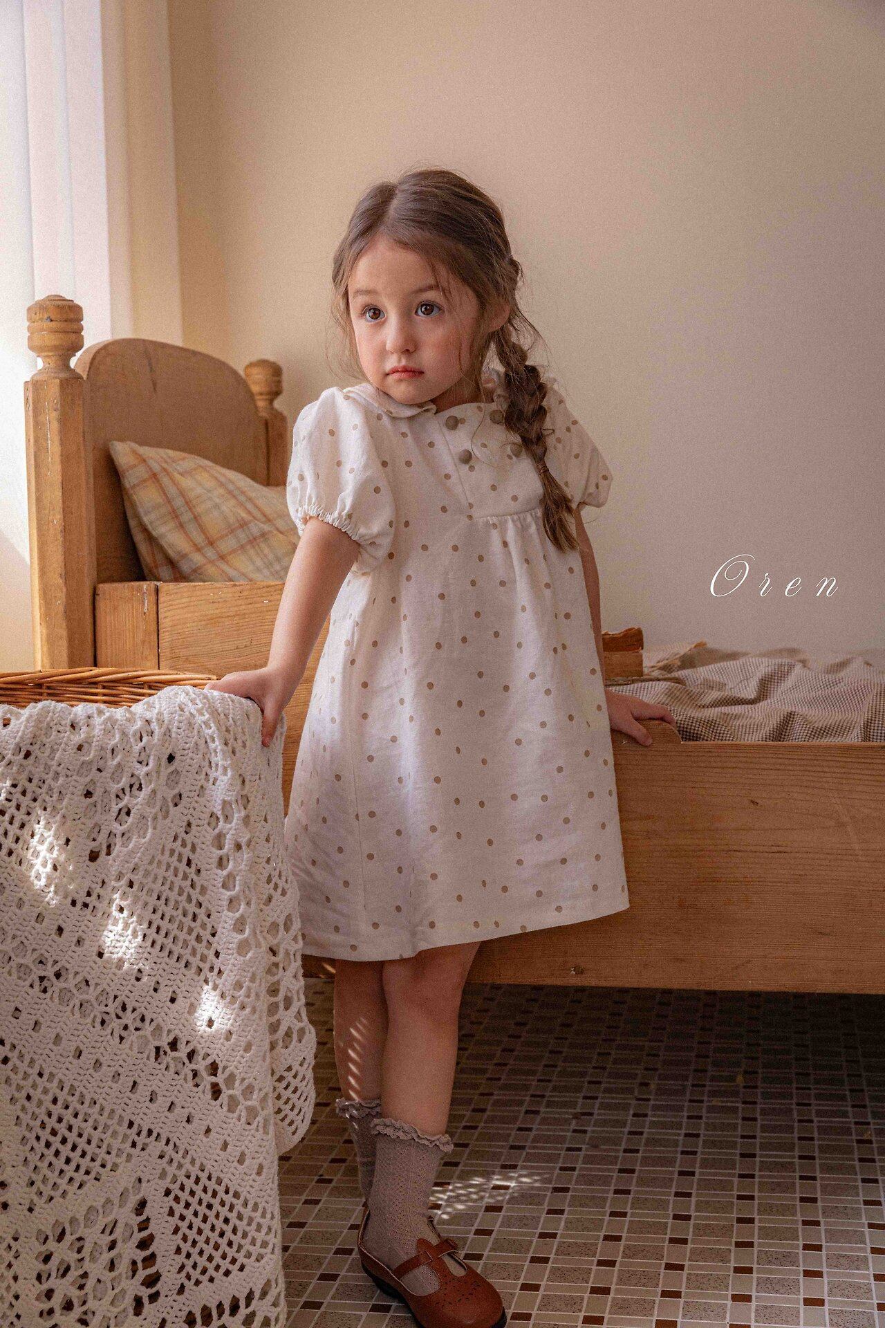 予約】 2026 SS OREN オレン ノアダブルボタンワンピース{brown dot 