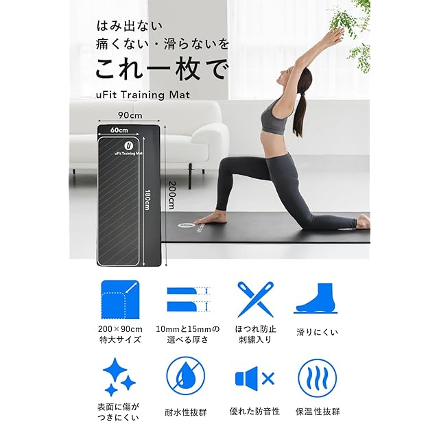 日本国内メーカー】uFit Trainingmat トレーニングマット 10mm 15mm