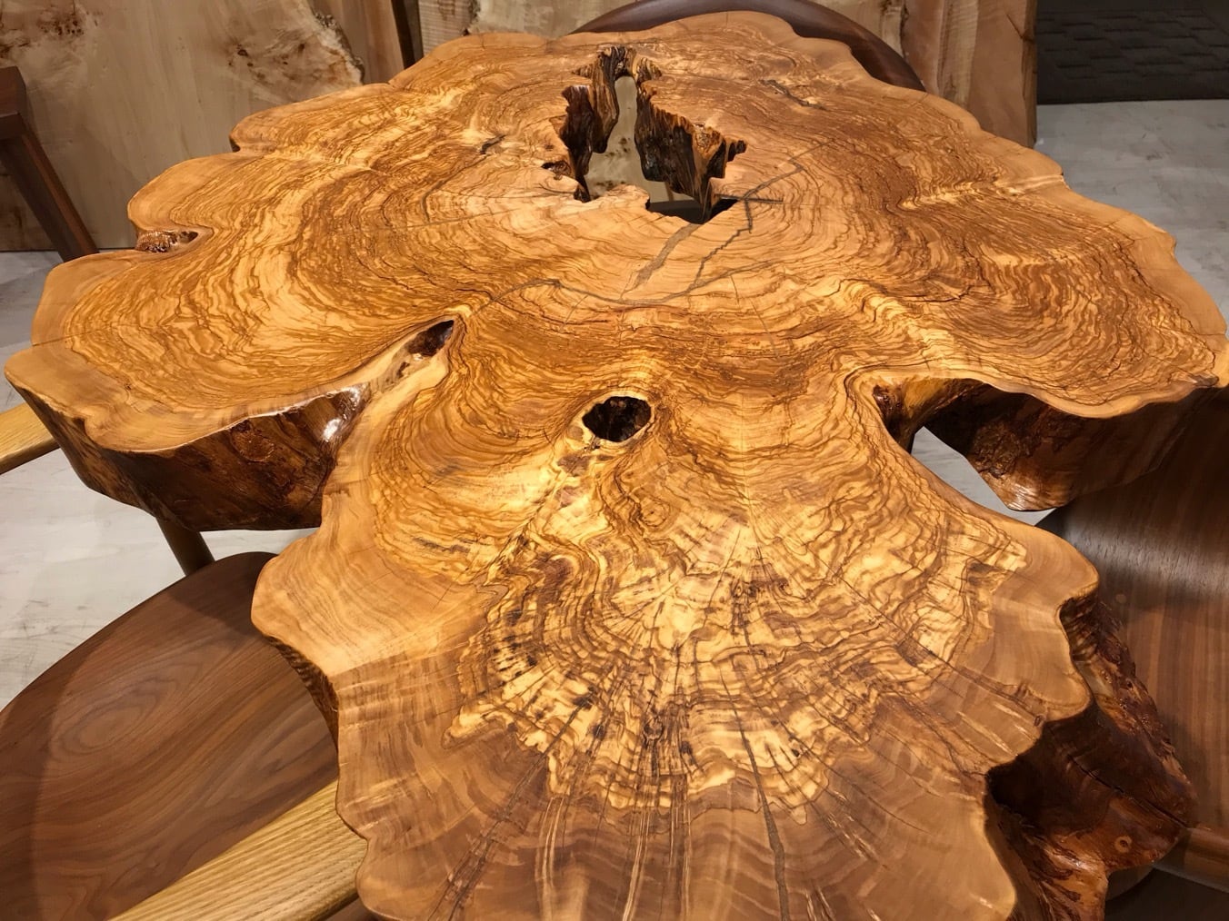 輪切り】オリーブ_1130×940×100_横浜元町店_テーブル天板/一枚板