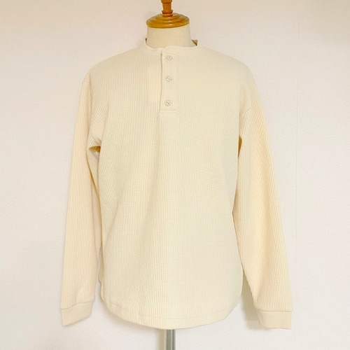 Waffle Henley Neck Cut & Sewn Ivory