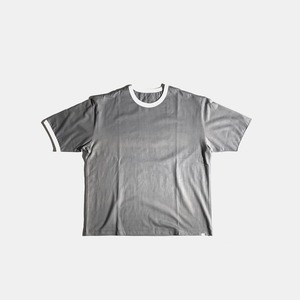 リンガーTシャツ コチニール＋泥染め(gray)