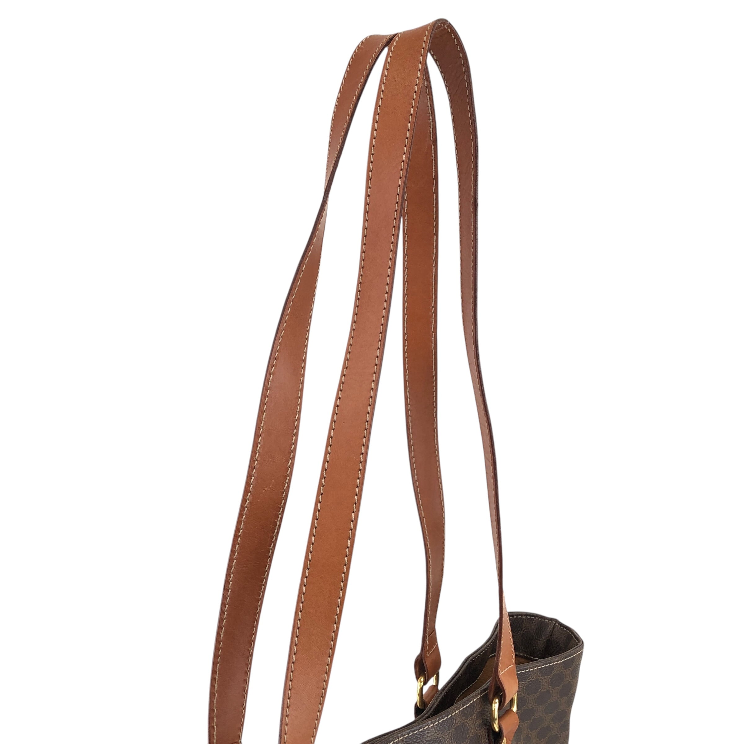 Celine セリーヌ マカダム柄 トートバッグ ブラウン 管理番号：10883 CELINE セリーヌ マカダム トートバッグ ブラウン ブラゾン型押し PVC