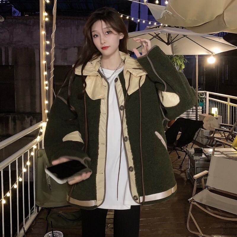 ウールコート ウィンターショートフード コットン 冬物 萌量不足94036513158