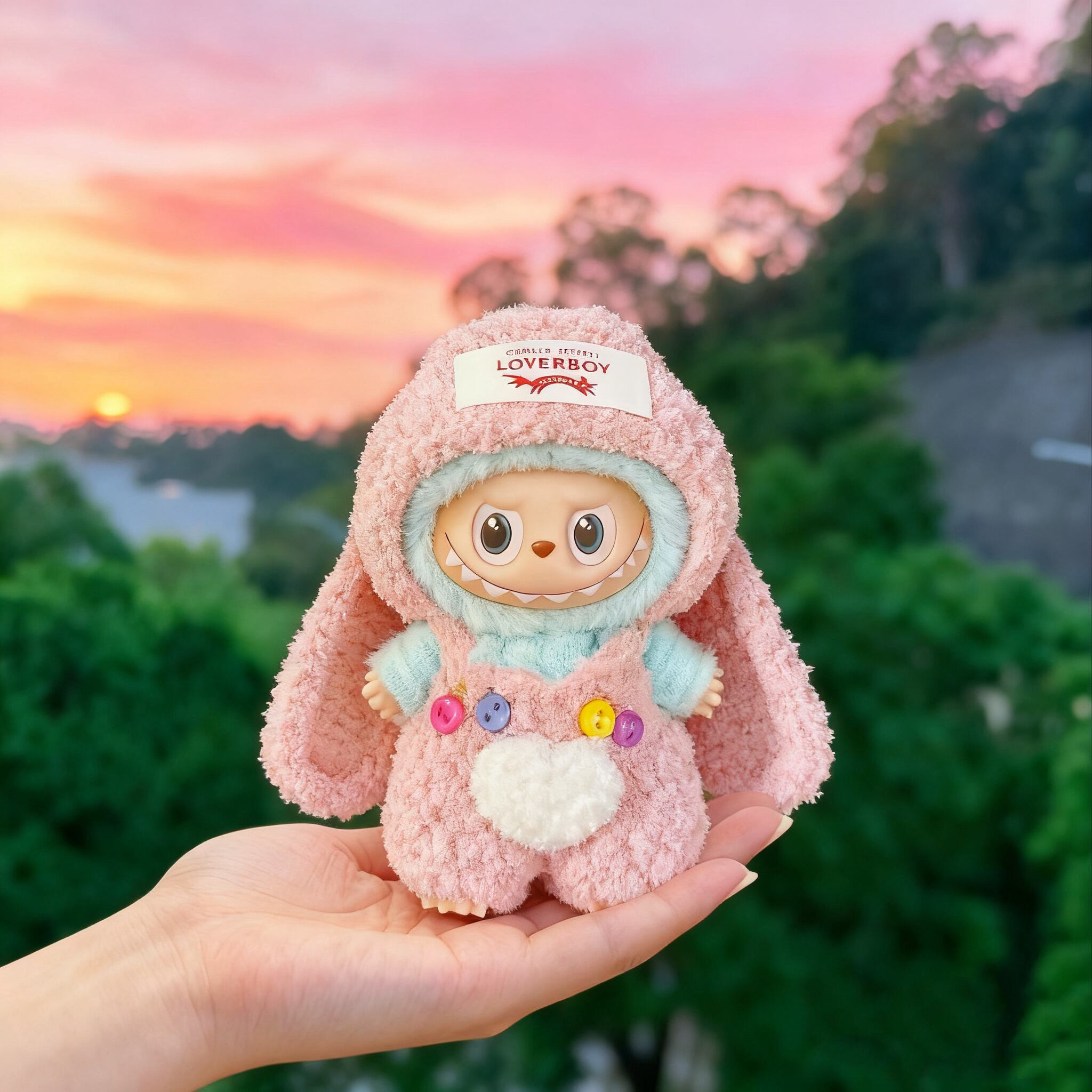 ラブブ4.0 特大耳がたまらない!labubu 可愛いドール衣装セット 10cmミニサイズ ちっちゃなドールの可愛い着せ替え服 うさぎ耳チャームポイント