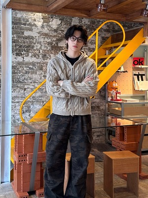 DIVISION 24AW Wool-Blend Knit Hooded Cardigan