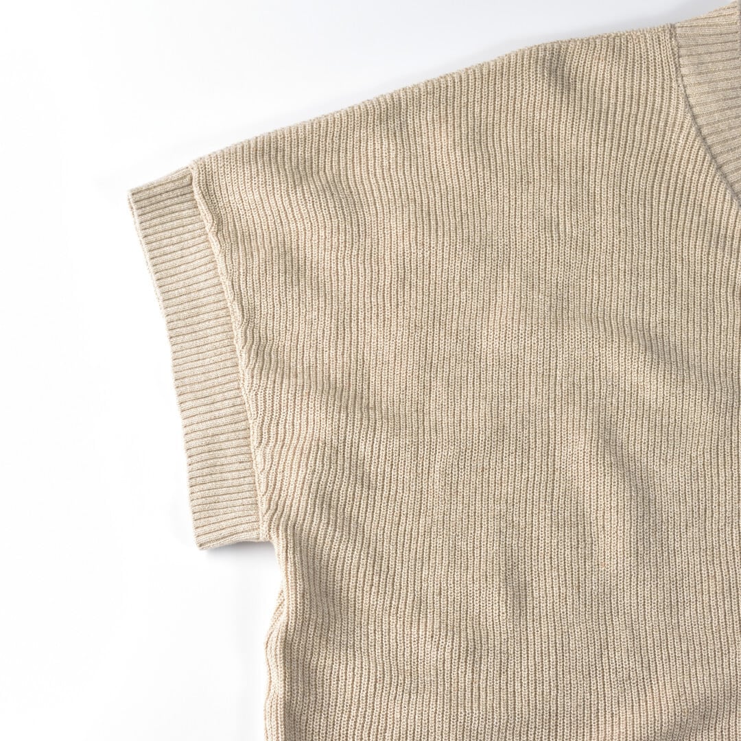 prit プリット コットンリネン片畦編み2ウエイワイドベスト・キナリ ユッタリとしたフレンチベストです