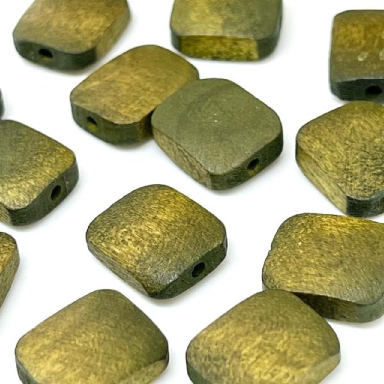 【2個】スクエアオリーブウッドチャーム木/四角