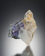 フローライト / カルサイト / クォーツ【Fluorite with Calcite on Quartz】中国産