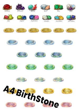 Birthstone-themed digital elements designed to be mixed and matched in endless combinations誕生石モチーフのデジタル素材セットです