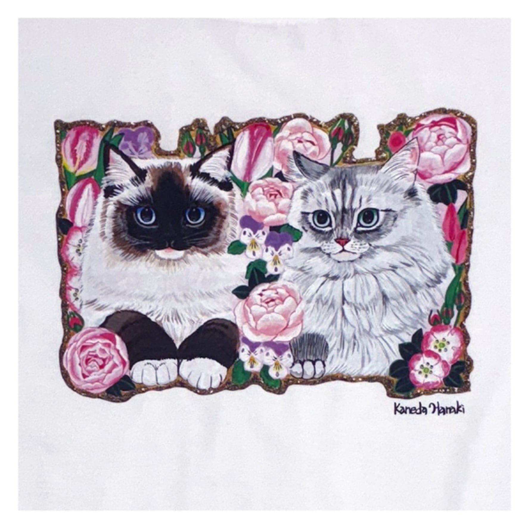 金田花季 Tシャツ 花猫 | もんしゃみにおん【ねこ作家の雑貨店】