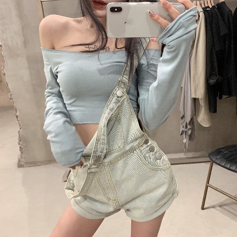 レッドショーツ オータムルーズオーバーオール カジュアルパンツ Tシャツ ショート 秋物 ブルマー YY-ファッション11935966668