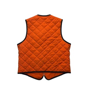 vintage HERMES peach-skin fabric quilting vest “HERMES ORANGE”