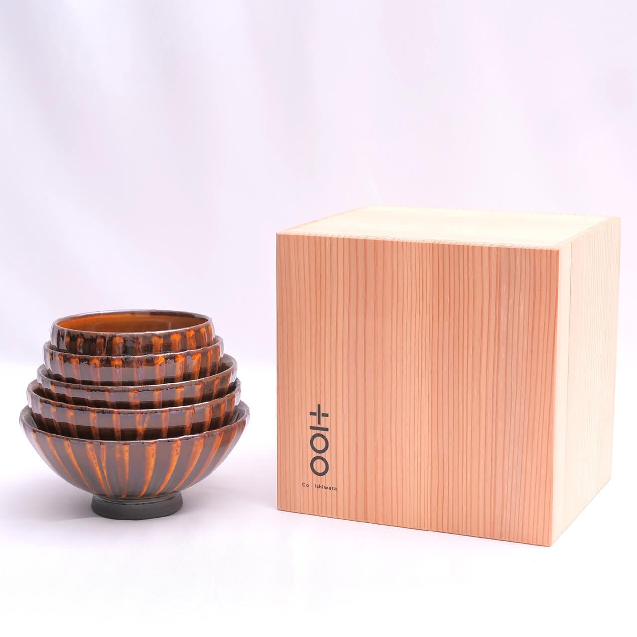 Co-ishiwara 百碗 飴釉刷毛目 マルダイ窯 CHW-7 小石原焼 ご飯