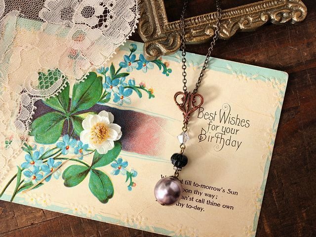 ヴィンテージ ミスティパープル・ペンダント(ネックレス)