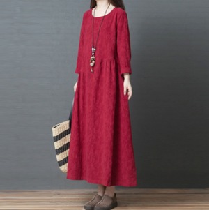 レディース ワンピース ロング 長袖 ラウンドネック ギャザー 中厚手 大人可愛い カジュアル おしゃれ レトロ エスニック こなれ感 ラフ ガーリー フラワー 春 秋 母の日 ママ マタニティ 20代 30代 40代 デート お出かけ イベント リゾート 旅行 公園 女子会 休日 バカンス ガーデン ショッピング 発表会 コンサート ライブ お花見 カフェ フェス 楽ちん プレゼント 体型カバー 普段使い 着回し レイヤード ロールアップ モテ 清楚 トレンド 流行 M L XL 2XL ゆる 赤色 レ