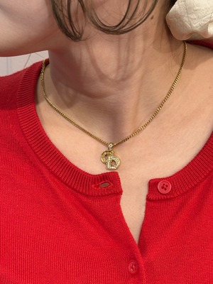Christian Dior / vintage gold rhinestone CD logo necklace.