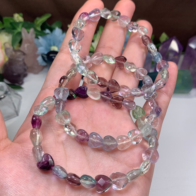 ランダム発送☆フローライトハートカット ブレスレット