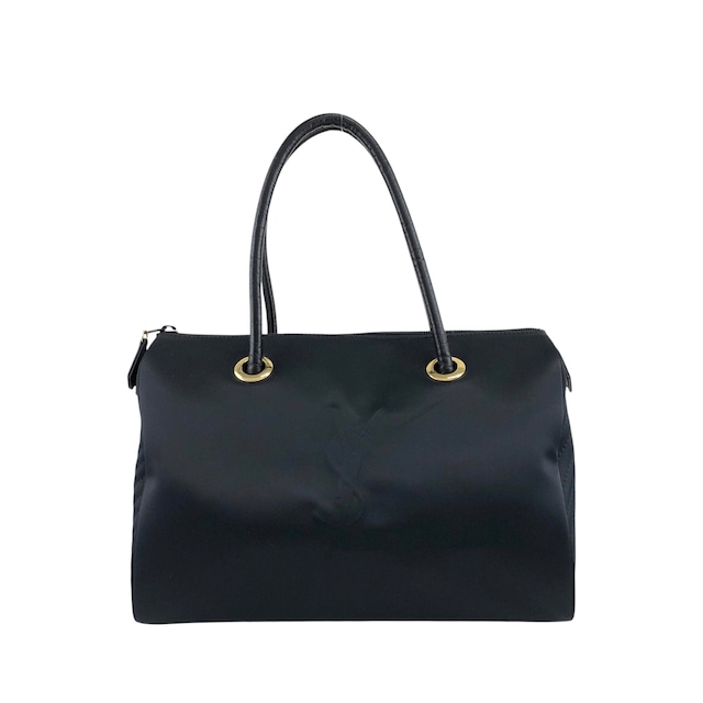 Yves Saint Laurent イヴ・サンローラン ハンドバッグ ブラック YSL ナイロン ボストンバッグ vintage ヴィンテージ オールド rn8bbj