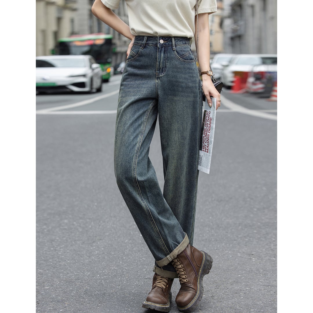 nostalgic blue straight pants