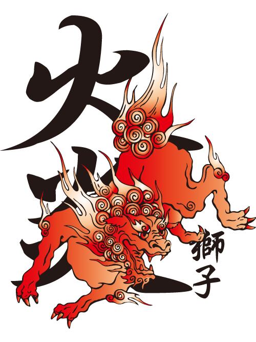 DANS TOKYO和柄/火炎獅子Tシャツ | DANS TOKYO