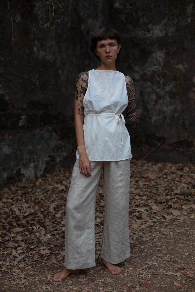Organic Handloom Cotton Simple Belt Top