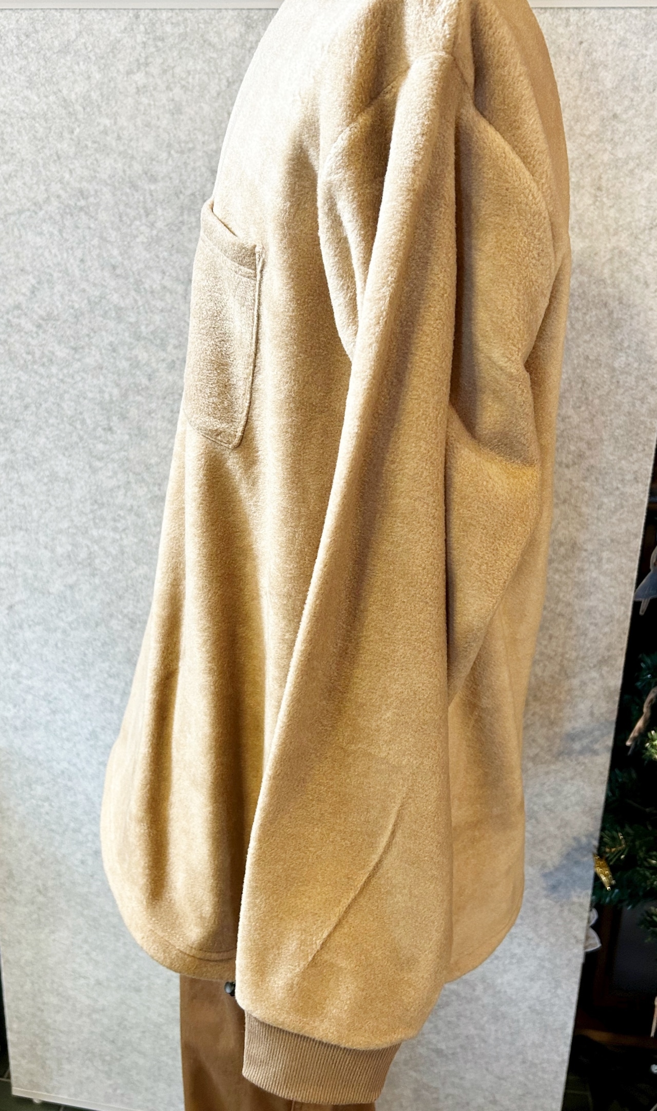 メンズ　ふわふわフリース　裾ドローコード長袖トレーナー