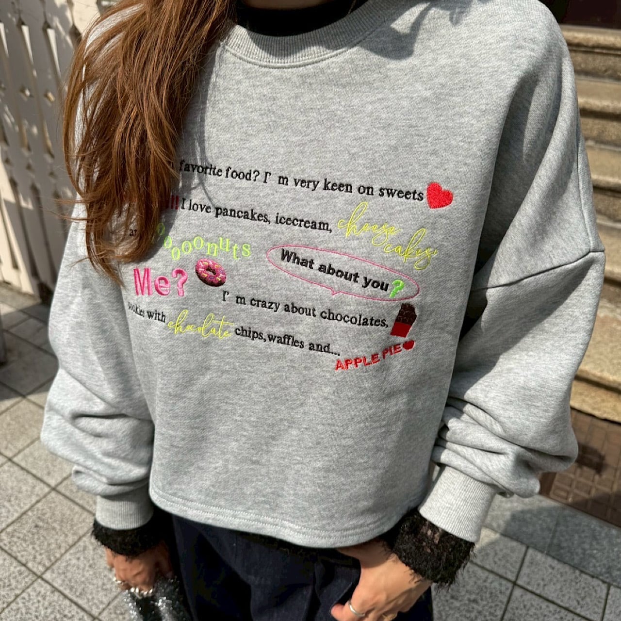 ★リンカブル メッセージスウェットプルオーバー(グレー) メッセージスウェットプルオーバー(グレー) | LINKABLE