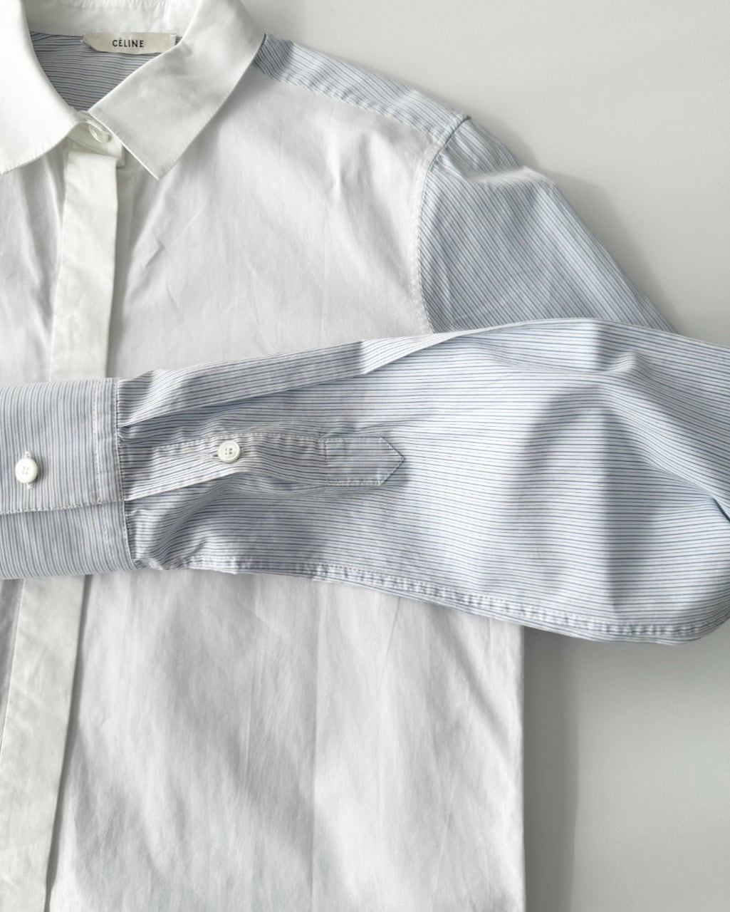 希少 CÉLINE シャツ 34　オールドセリーヌ フィービーファイロ CÉLINE by Phoebe philo CONTRAST PANEL LONG SHIRT | dear closet