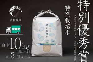 【定期便 10kg×3回コース】【R7年産米】茅野農園 特別栽培米 コシヒカリ 10kg 減農薬 化学肥料(窒素成分)不使用