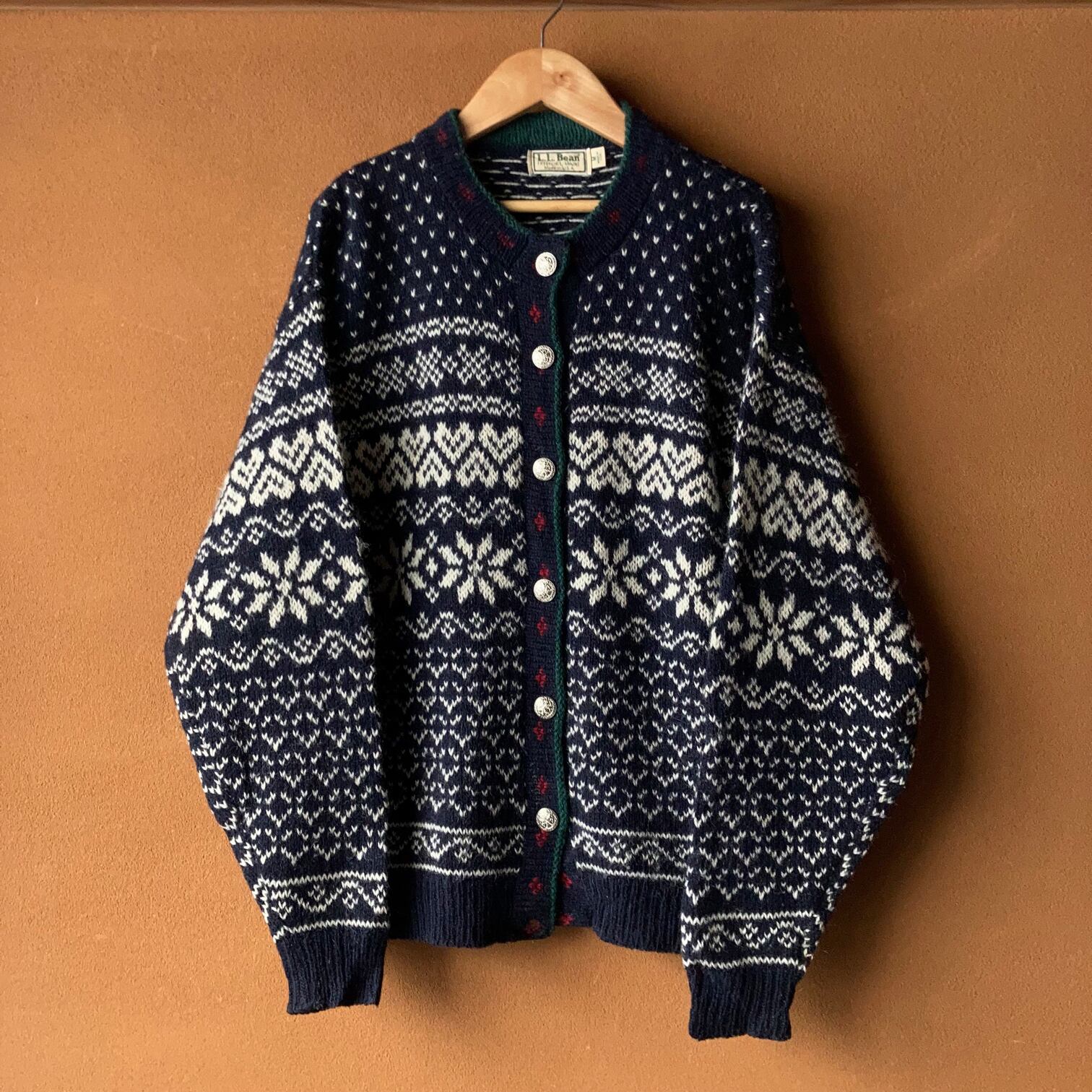 1980's~ L.L.Bean ノルディック柄チロリアンニットカーディガン SIZE M