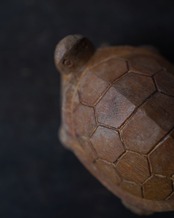 香合　亀　木彫　共箱