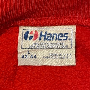【Hanes】80s USA製 オールドスウェット レディースL トナカイ チェック ロゴ 刺繍 us古着