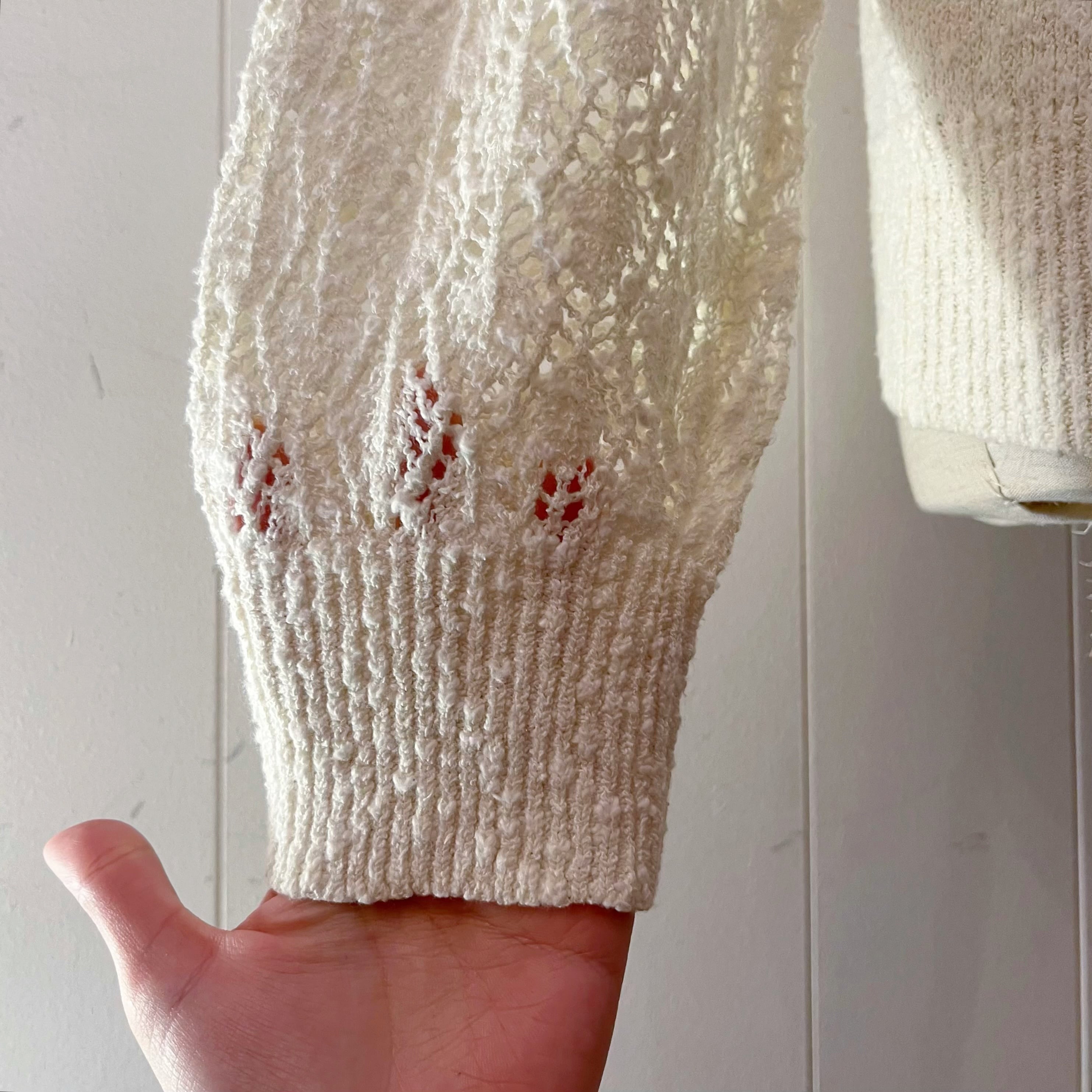 flower sequin open work cardigan