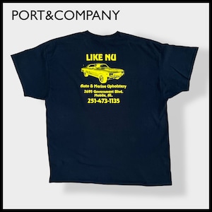 【PORT&COMPANY】3XL Tシャツ ビッグシルエット ビッグサイズ 企業系 バックプリント ロゴ 車 半袖 黒 US古着