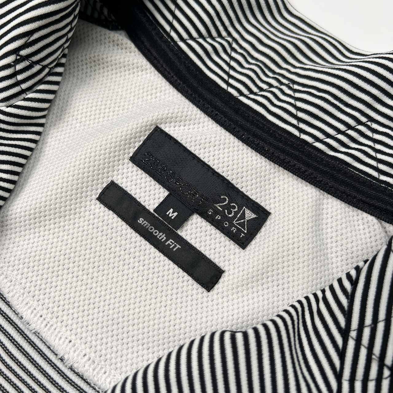 23区 スポーツ ニジュウサンク ボーダー柄 ハーフジップ ドライ シャツ ポロシャツ M /メンズ/オンワード樫山