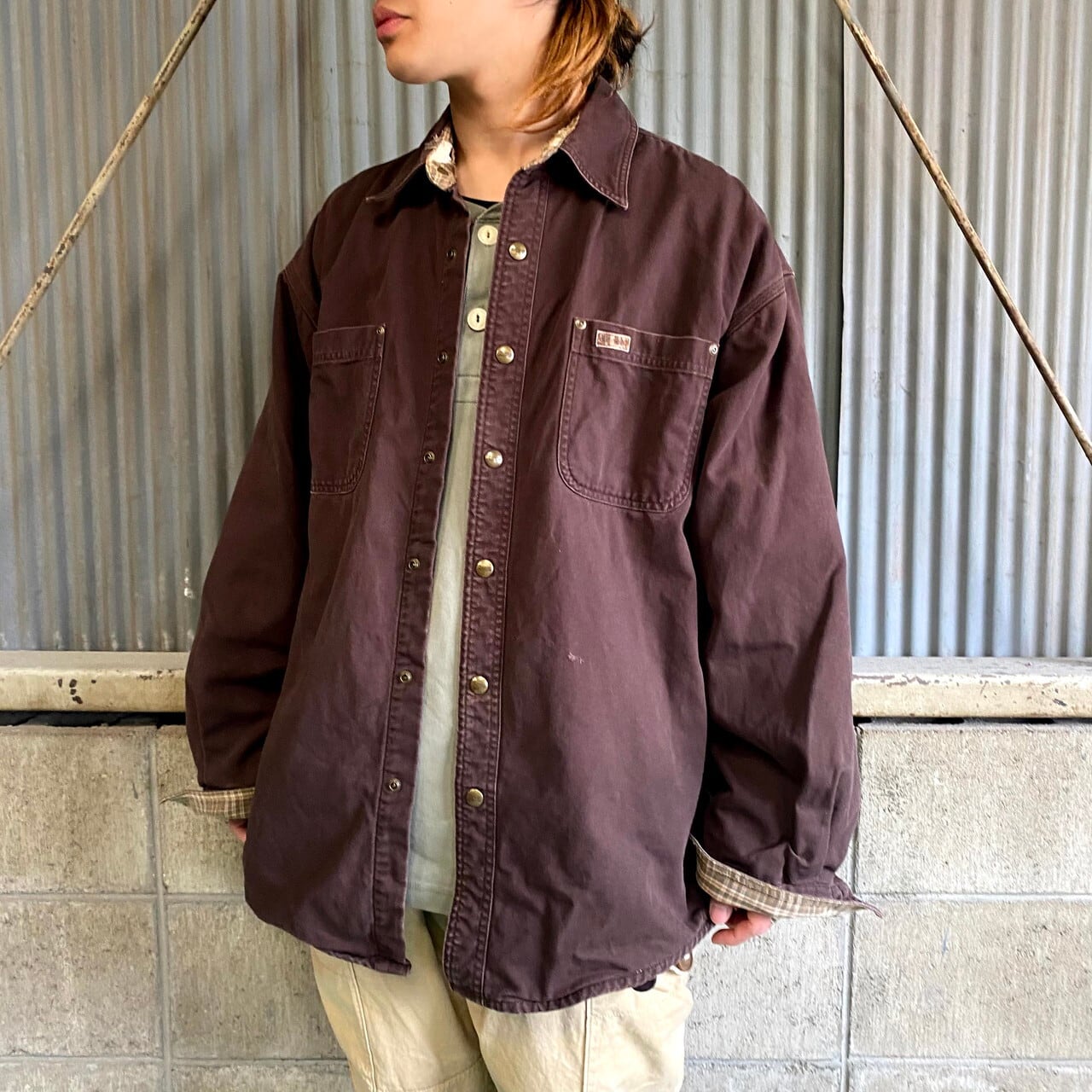 訳あり特価 Carhartt カーハート ダック地 チェックライナー ワークシャツ メンズXL相当 古着 裏ネル生地 裏地付き ダークブラウン 茶色  【長袖シャツ】 | cave 古着屋【公式】古着通販サイト