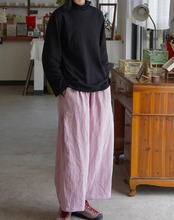 コットンリネン ゆったりワイド 9分丈パンツ
